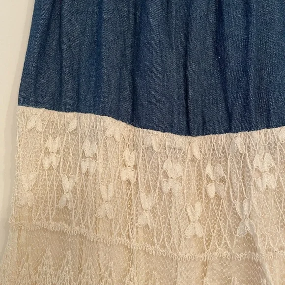 Long denim look ruffle skirt. Beautiful - Picture 5 of 9